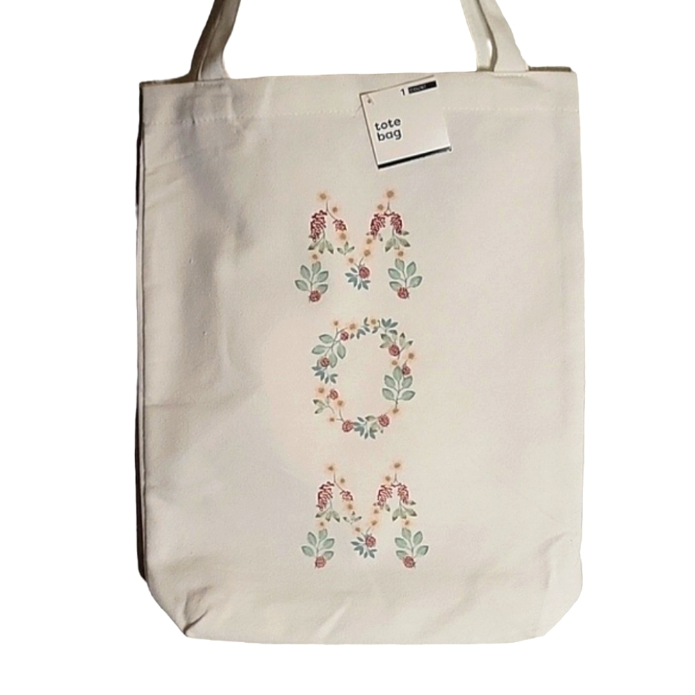 NEW Canvas Reusable "Mom" Tote Bag